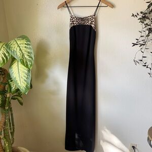 Maria Bianca Nero | Slim Leopard Trim Maxi Dress